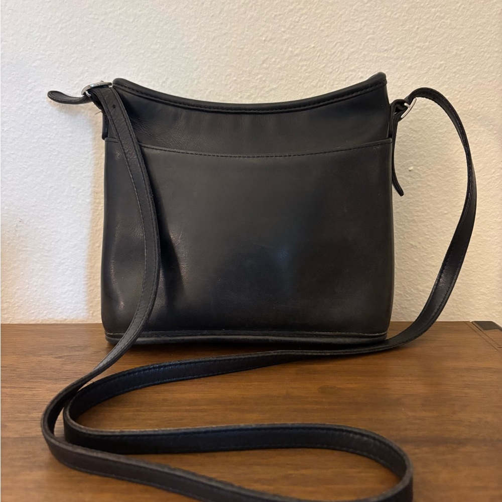 Vintage Coach All Leather Black Mambo Hobo Shoulder‎ Crossbody Bag Purse 9062